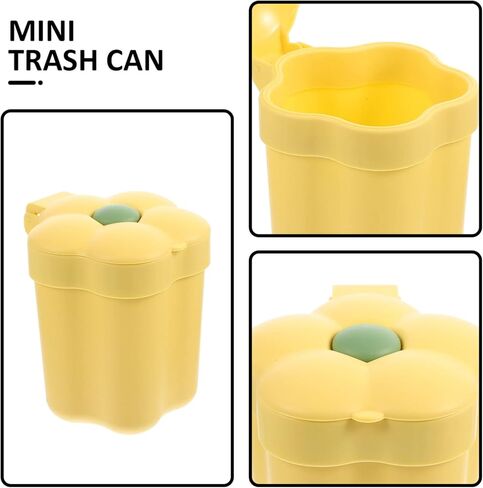 Ciieeo Mini Desktop Trash Can Flower Shaped Desktop Garbage Bin Cute Countertop Trash Can Kawaii Waste Bin Plastic Garbage Bin Tabletop Wastebasket for Office Home White in Kuwait