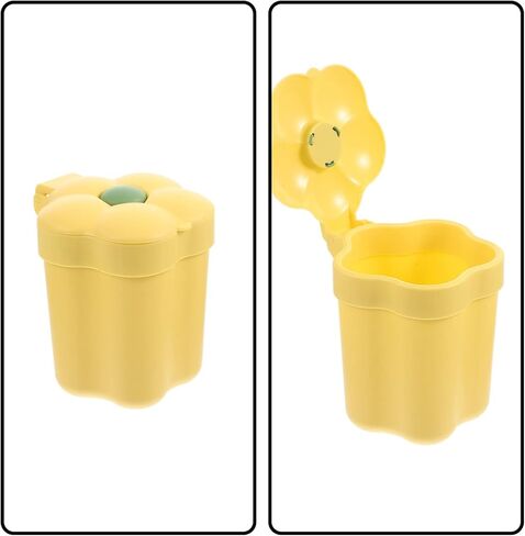 Ciieeo Mini Desktop Trash Can Flower Shaped Desktop Garbage Bin Cute Countertop Trash Can Kawaii Waste Bin Plastic Garbage Bin Tabletop Wastebasket for Office Home White in Kuwait