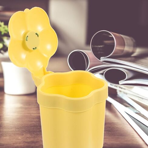 Ciieeo Mini Desktop Trash Can Flower Shaped Desktop Garbage Bin Cute Countertop Trash Can Kawaii Waste Bin Plastic Garbage Bin Tabletop Wastebasket for Office Home White in Kuwait