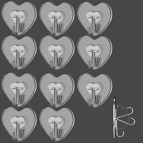 TocTen Adhesive Hook, 8 Pack Hold 30lb(Max) Heavy Duty Sticky Hooks, Damage Free Self-Adhesive Traceless Clear Wall Hooks, Waterproof and Rustproof Shower Towel Hook for Bathroom Kitchen Office in Saudi Arabia