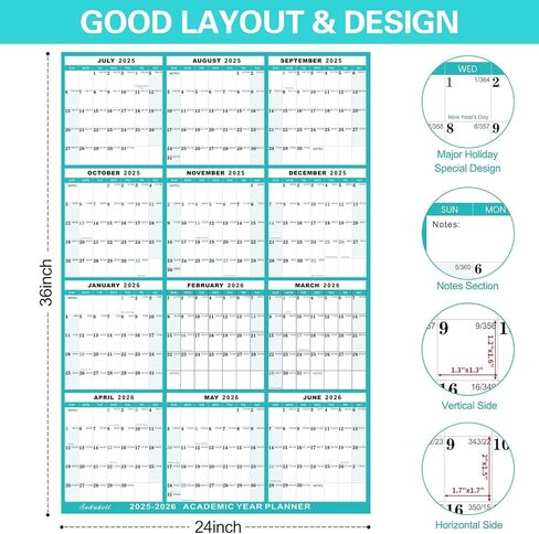 32" x 48" 2025 Wall Calendar Dry Erase - Large Starry Sky Calendar Wet & Dry Erasable Laminated 12 Month Annual Yearly Planner, Reversible, Horizontal/Vertical (2025 Wall Calendar) in Saudi Arabia