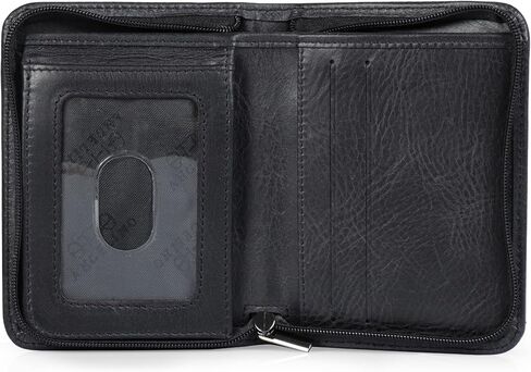 محفظة Otto Angelino RFID Blocking للرجال بسحاب ثنائية الطي - جلد البقر الإيطالي - راحة رفيعة أثناء السفر - حامل بطاقة الائتمان مع فتحة شفافة لبطاقة الهوية - حامل للعملات المعدنية مرة أخرى in Saudi Arabia