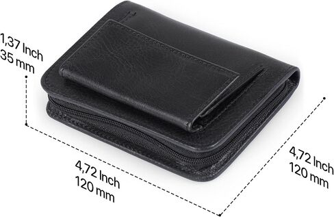 محفظة Otto Angelino RFID Blocking للرجال بسحاب ثنائية الطي - جلد البقر الإيطالي - راحة رفيعة أثناء السفر - حامل بطاقة الائتمان مع فتحة شفافة لبطاقة الهوية - حامل للعملات المعدنية مرة أخرى in Saudi Arabia