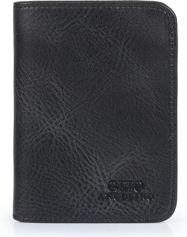 محفظة Otto Angelino RFID Blocking للرجال بسحاب ثنائية الطي - جلد البقر الإيطالي - راحة رفيعة أثناء السفر - حامل بطاقة الائتمان مع فتحة شفافة لبطاقة الهوية - حامل للعملات المعدنية مرة أخرى in Saudi Arabia