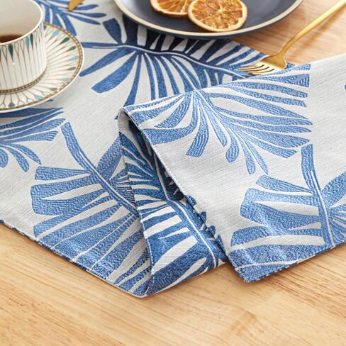 Cotton Linen Table Runner 63 Inch Long Green Palm Leaf Runners for Dining Table Everyday Use Holiday Decor (Green,12×63 Inch) in Kuwait