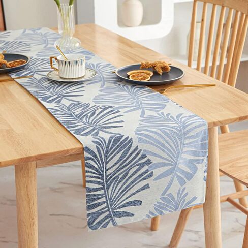 Cotton Linen Table Runner 63 Inch Long Green Palm Leaf Runners for Dining Table Everyday Use Holiday Decor (Green,12×63 Inch) in Kuwait