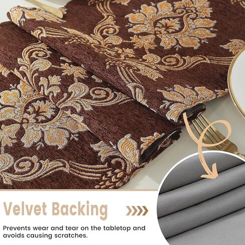 Dark Green Table Runner Floral Jacquard Damask Dining Table Runner with Multi-Tassels for Kitchen Dresser Party Banquet Holiday in Kuwait