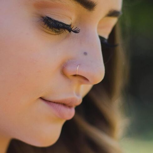 24G Rose Gold Nose Ring Hoop | Slightly Adjustable Delicate Micro Thin Piercing Jewelry | 24 Gauge 7 mm - 9 mm for Women in Saudi Arabia