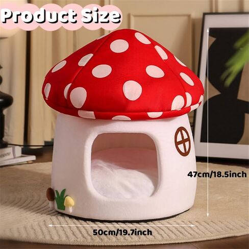 Mushroom Cat Bed Chocolate Cookie Cat Beds for Indoor Cats Mushroom Cow Shape Cat Cave Bed Cat Tent with Removable & Washable Cushion Pillow Cat House Bed for Cats Small Dogs ﻿ in Saudi Arabia