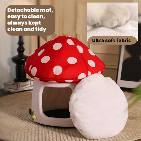 Mushroom Cat Bed Chocolate Cookie Cat Beds for Indoor Cats Mushroom Cow Shape Cat Cave Bed Cat Tent with Removable & Washable Cushion Pillow Cat House Bed for Cats Small Dogs ﻿ in Saudi Arabia