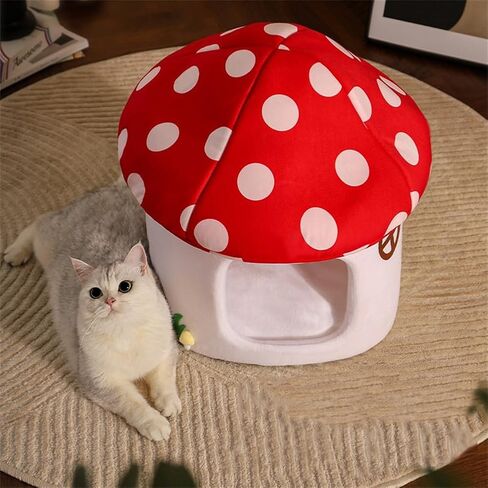 Mushroom Cat Bed Chocolate Cookie Cat Beds for Indoor Cats Mushroom Cow Shape Cat Cave Bed Cat Tent with Removable & Washable Cushion Pillow Cat House Bed for Cats Small Dogs ﻿ in Saudi Arabia