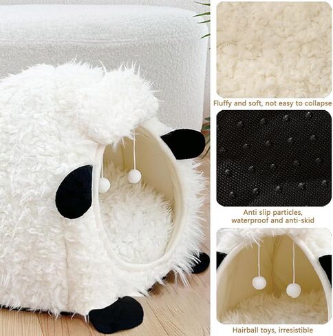 Mushroom Cat Bed Chocolate Cookie Cat Beds for Indoor Cats Mushroom Cow Shape Cat Cave Bed Cat Tent with Removable & Washable Cushion Pillow Cat House Bed for Cats Small Dogs ﻿ in Saudi Arabia