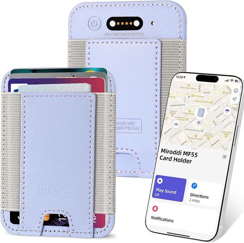 Miroddi Credit Card Holder with Find My, Premium Leather Small Wallet for Women, RFID Blocking Slim Card Wallet for Women Men, Minimalist Business Credit Card Wallet, Holds Up to 14 Cards, Purple in Saudi Arabia
