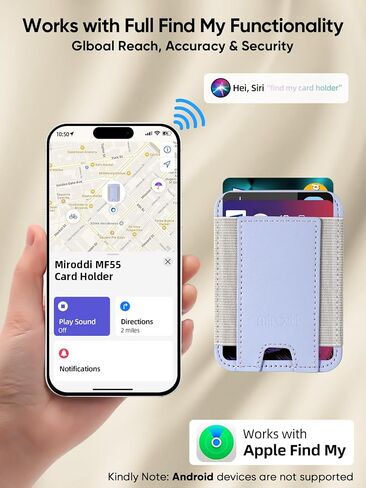 Miroddi Credit Card Holder with Find My, Premium Leather Small Wallet for Women, RFID Blocking Slim Card Wallet for Women Men, Minimalist Business Credit Card Wallet, Holds Up to 14 Cards, Purple in Saudi Arabia