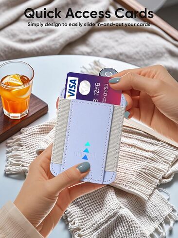 Miroddi Credit Card Holder with Find My, Premium Leather Small Wallet for Women, RFID Blocking Slim Card Wallet for Women Men, Minimalist Business Credit Card Wallet, Holds Up to 14 Cards, Purple in Saudi Arabia