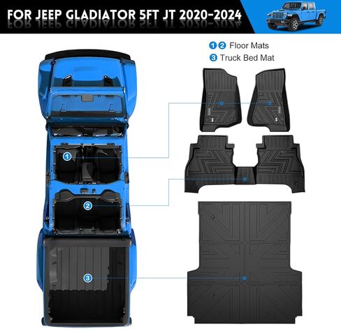 Truck Bed Mat Compatible with 2022-2024 Nissan Frontier 5FT Short Bed Mat Trunk Bed Mat TPE All Weather Truck Bed Liner Frontier Accessories（5FT Short） in Kuwait