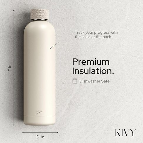 KIVY Stainless Steel Insulated Water Bottle 32oz [LEAK PROOF] - Insulated Stainless Steel Water Bottle - Stainless Steel Drinking Water Bottle - Thermo Flask Drinking Bottle - BPA Free Water Bottle in Saudi Arabia