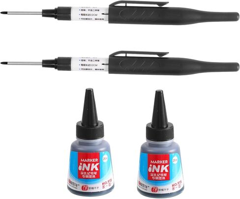 YOKIVE 2 Pcs Deep Hole Marker Pens, Black Ink Pen with Long Tip with Ink, Deep Hole Marking, Great for Home Decoration, Woodworking, Metal Processing in Saudi Arabia