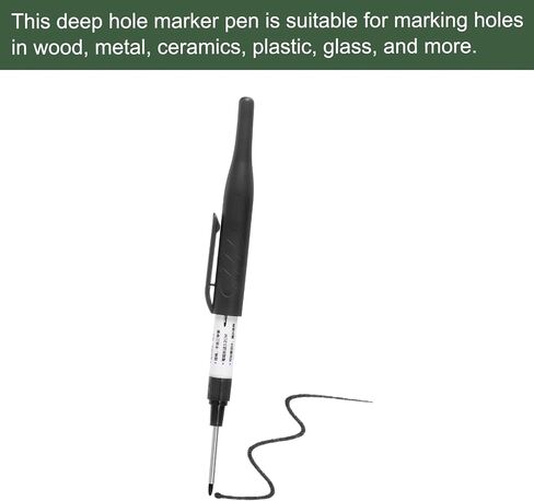 YOKIVE 2 Pcs Deep Hole Marker Pens, Black Ink Pen with Long Tip with Ink, Deep Hole Marking, Great for Home Decoration, Woodworking, Metal Processing in Saudi Arabia