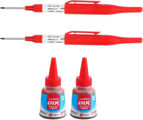 YOKIVE 2 Pcs Deep Hole Marker Pens, Black Ink Pen with Long Tip with Ink, Deep Hole Marking, Great for Home Decoration, Woodworking, Metal Processing in Saudi Arabia