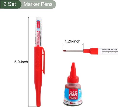 YOKIVE 2 Pcs Deep Hole Marker Pens, Black Ink Pen with Long Tip with Ink, Deep Hole Marking, Great for Home Decoration, Woodworking, Metal Processing in Saudi Arabia