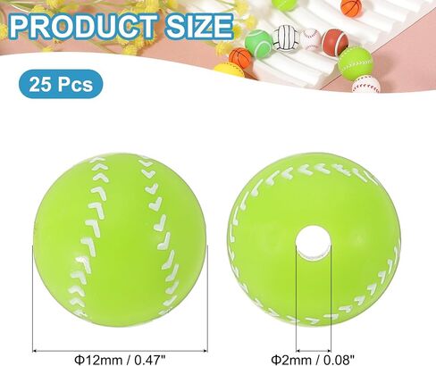 PATIKIL 25PCS Yellow Baseball Beads, 12mm Silicone Beads Sports Beads Bulk Ball Silicone Focal Beads for Pens Bracelets Making Keychain DIY Crafts Gift in Saudi Arabia