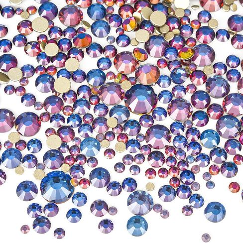 Blinginbox 1440pcs Flatback Rhinestones Glass Round Gems Crystals,Non Hotfix Rhinestones for Crafts Nail Art Clothes Shoes DIY Makeup Decorations(Blue Volcanic) in Saudi Arabia