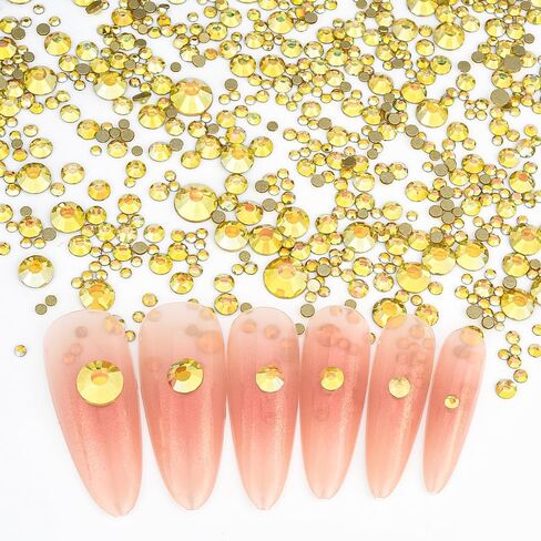 Blinginbox 1440pcs Flatback Rhinestons Glass Round Gems Crystals ، أحجار الراين غير الساخنة للحرف اليدوية للأظافر أحذية الديكورات الماكياج DIY (بركاني أزرق) in Kuwait