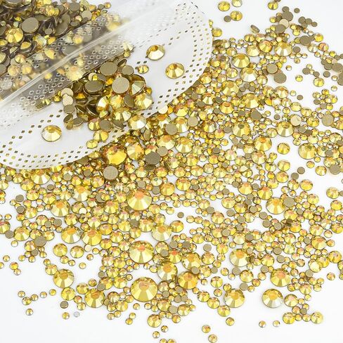 Blinginbox 1440pcs Flatback Rhinestons Glass Round Gems Crystals ، أحجار الراين غير الساخنة للحرف اليدوية للأظافر أحذية الديكورات الماكياج DIY (بركاني أزرق) in Kuwait