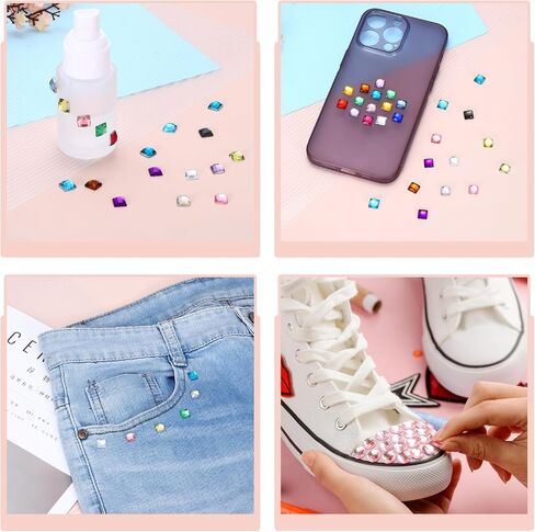 MECCANIXITY Acrylic Flat Back Rhinestones Square Artificial Gemstone for Crafts Face Painting Costume Jewelry in Saudi Arabia