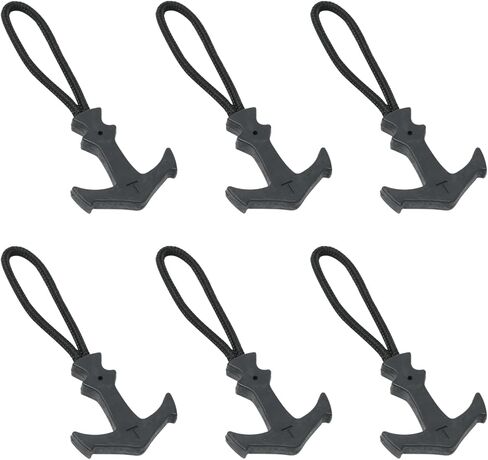 Honbay 6PCS Heavy Duty Anchor Shaped Nylon Zipper Pulls Zipper Tags Zipper Extension Replacement for Backpacks, Luggage Bags, Clothes (Black) in Saudi Arabia