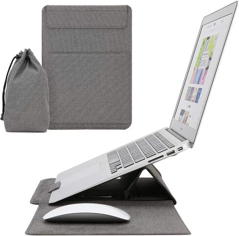 Slim Foldable Laptop Sleeve with Portable Stand and Mousepad, Thin Carrying Waterproof Shock Resistant Case for 13-13.3 inch MacBook Air/Pro, Dell, HP, Thinkpad, Asus, Chromebook, Brown in Saudi Arabia