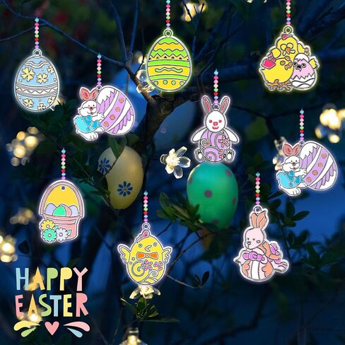 32 Sets Halloween Glow in The Dark Suncatcher Ornaments DIY Window Paint Art Craft Kit, Include Ghost Witch Spider Trick or Treat Luminescent Pigment for Halloween Party Art Activity in Kuwait