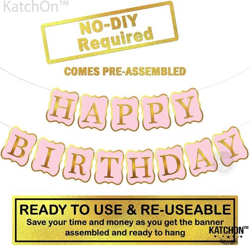 KatchOn, Pink Happy Birthday Banner - 10 Feet, NO DIY | Happy Birthday Sign for Backdrop | happy Birthday Decorations | pink Birthday Decorations in Saudi Arabia