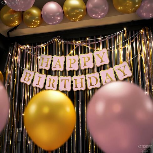 KatchOn, Pink Happy Birthday Banner - 10 Feet, NO DIY | Happy Birthday Sign for Backdrop | happy Birthday Decorations | pink Birthday Decorations in Saudi Arabia
