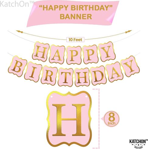 KatchOn, Pink Happy Birthday Banner - 10 Feet, NO DIY | Happy Birthday Sign for Backdrop | happy Birthday Decorations | pink Birthday Decorations in Saudi Arabia