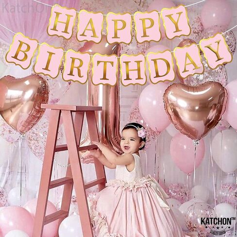 KatchOn, Pink Happy Birthday Banner - 10 Feet, NO DIY | Happy Birthday Sign for Backdrop | happy Birthday Decorations | pink Birthday Decorations in Saudi Arabia