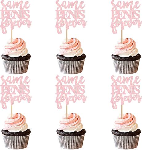 Ercadio 24 Pcs Bachelor Party Cupcake Toppers Picks Pink Same Forever Cake Decoration Bridal Shower Party Theme Supplies in Kuwait