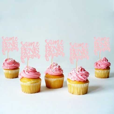 Ercadio 24 Pcs Bachelor Party Cupcake Toppers Picks Pink Same Forever Cake Decoration Bridal Shower Party Theme Supplies in Kuwait