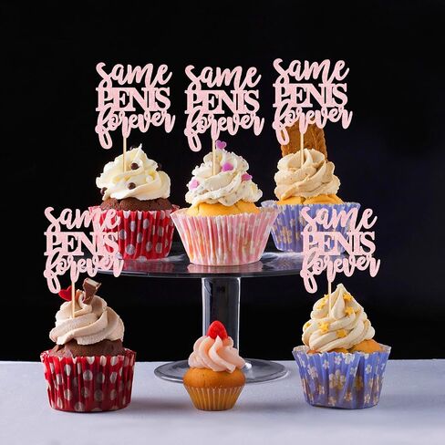 Ercadio 24 Pcs Bachelor Party Cupcake Toppers Picks Pink Same Forever Cake Decoration Bridal Shower Party Theme Supplies in Kuwait
