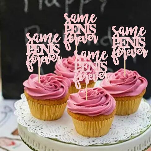 Ercadio 24 Pcs Bachelor Party Cupcake Toppers Picks Pink Same Forever Cake Decoration Bridal Shower Party Theme Supplies in Kuwait