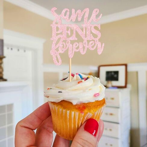 Ercadio 24 Pcs Bachelor Party Cupcake Toppers Picks Pink Same Forever Cake Decoration Bridal Shower Party Theme Supplies in Kuwait