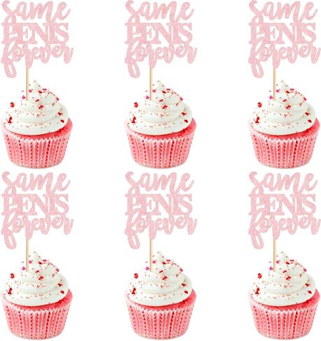 Ercadio 24 Pcs Bachelor Party Cupcake Toppers Picks Pink Same Forever Cake Decoration Bridal Shower Party Theme Supplies in Kuwait