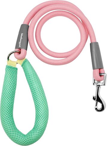 Blueberry Pet Vibrant Mesh Puffer Dog Leash, 4ft Coral/Mint Handle - Award-Winning Dog Rope Leash with Comfortable Padded Hold, Durable Rope Dog Leash & Gentle Leader for Dogs, 1/2in Thick in Saudi Arabia