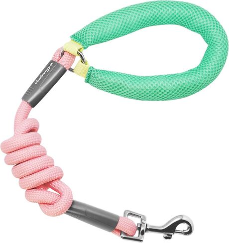 Blueberry Pet Vibrant Mesh Puffer Dog Leash, 4ft Coral/Mint Handle - Award-Winning Dog Rope Leash with Comfortable Padded Hold, Durable Rope Dog Leash & Gentle Leader for Dogs, 1/2in Thick in Saudi Arabia