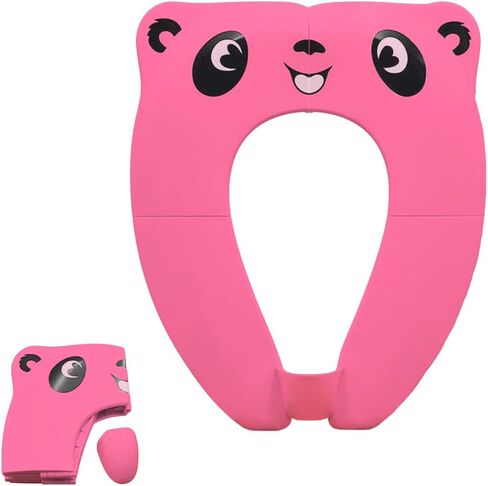 DILSIAI Panda Silicone Travel Portable Toilet Seat for Kids, Folding Silicone Design, Soft Non-Slip Seat Cover for Toddlers (Pink) in Saudi Arabia
