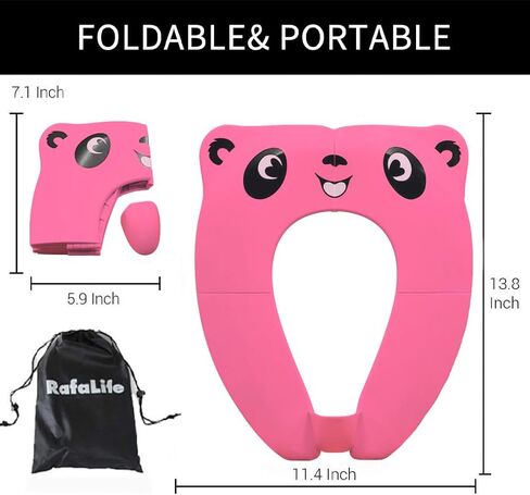 DILSIAI Panda Silicone Travel Portable Toilet Seat for Kids, Folding Silicone Design, Soft Non-Slip Seat Cover for Toddlers (Pink) in Saudi Arabia