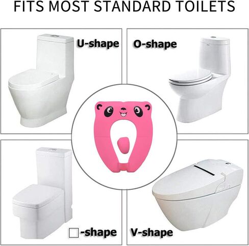 DILSIAI Panda Silicone Travel Portable Toilet Seat for Kids, Folding Silicone Design, Soft Non-Slip Seat Cover for Toddlers (Pink) in Saudi Arabia