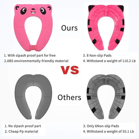 DILSIAI Panda Silicone Travel Portable Toilet Seat for Kids, Folding Silicone Design, Soft Non-Slip Seat Cover for Toddlers (Pink) in Saudi Arabia