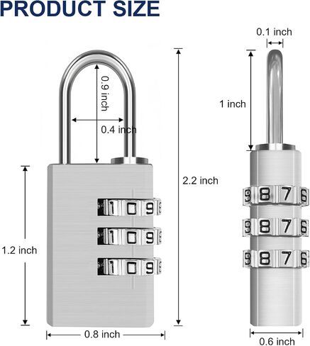 3-Digit 1.1" Combination Padlock with Aluminum Body, Lighter and Stronger Combination Lock for Locker, Gym Locker Lock in Saudi Arabia